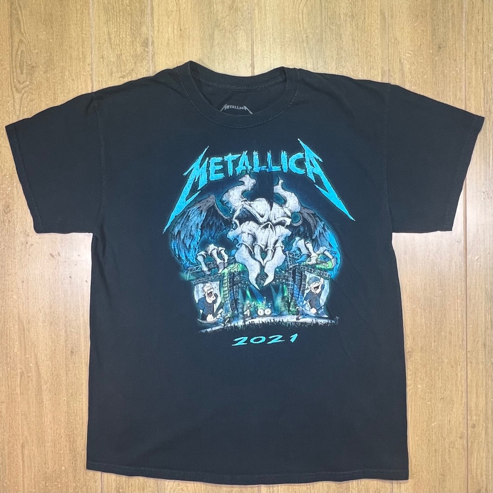 Metallica 2021 US Tour Concert T-Shirt Black Skull Graphic Mens Large L